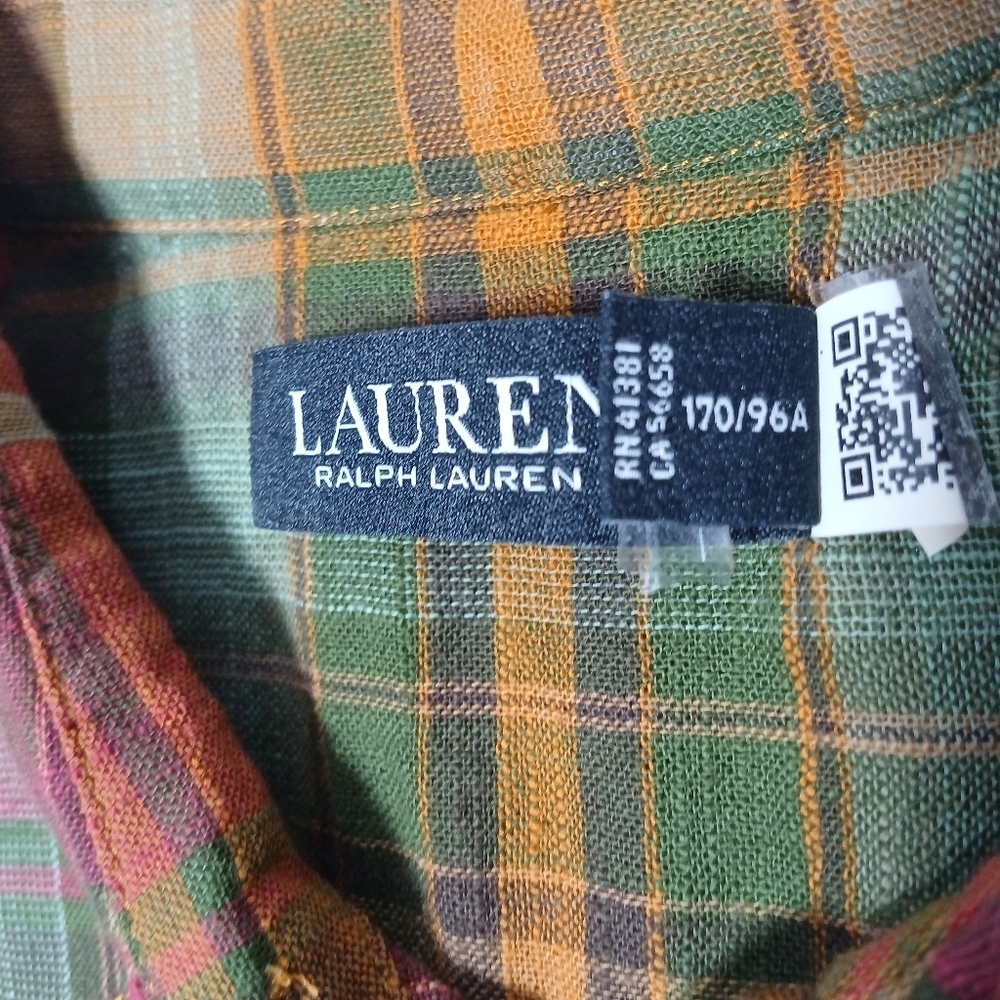 Lauren Ralph Lauren Women's Long Sleeve Plaid Cotton Button Up Shirt. L - Picture 12 of 14